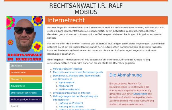 Vorschau von www.rechtsanwaltmoebius.de, Übersicht Internetrecht (RA Ralf Möbius)