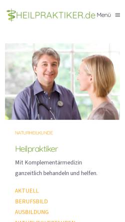 Vorschau der mobilen Webseite www.heilpraktiker.de, Heilpraktiker Informationsportal