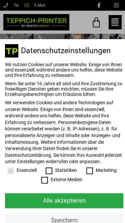Vorschau der mobilen Webseite teppich-printer.de, PhotoFabrics Services OHG