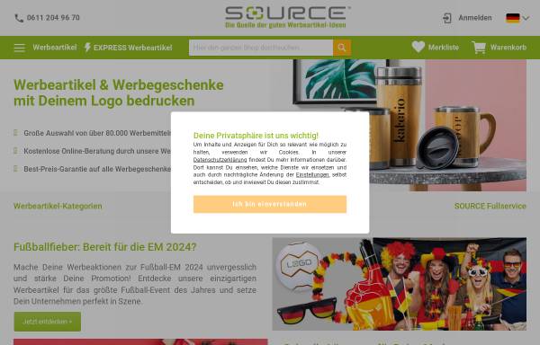 Vorschau von www.source-werbeartikel.com, Source Gesellschaft für verkaufsfördernde Produkte mbH