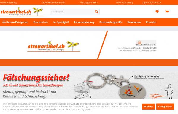 Vorschau von www.streuartikel.ch, Streuartikel.ch - De Rivo und Hilgevoord GmbH