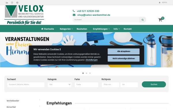 Vorschau von www.velox-werbemittel.de, VELOX Werbemittel-Service und Kalenderagentur OHG