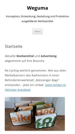 Vorschau der mobilen Webseite weguma.de, WEGUMA Advertising Werbemittel