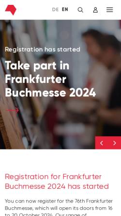 Vorschau der mobilen Webseite www.buchmesse.de, Frankfurter Buchmesse