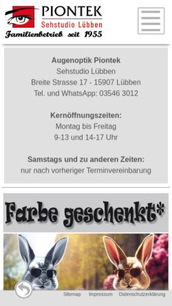 Vorschau der mobilen Webseite www.optik-versand.de, Optik Versand Augenoptik Piontek