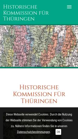 Vorschau der mobilen Webseite www.historische-kommission-fuer-thueringen.de, Historische Kommission für Thüringen e.V.