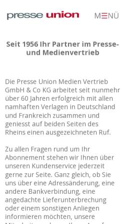 Vorschau der mobilen Webseite www.presse-union.de, PUMV GmbH & Co. KG