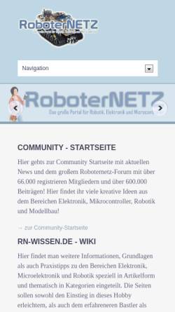 Vorschau der mobilen Webseite www.roboternetz.de, Roboternetz.de