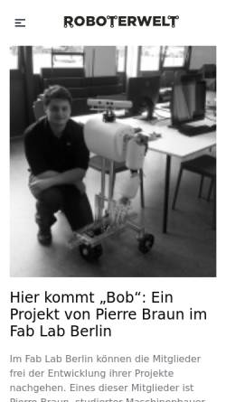 Vorschau der mobilen Webseite www.roboterwelt.de, Roboterwelt