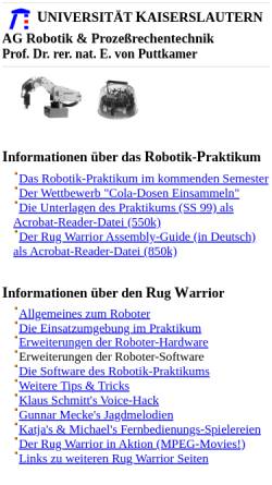 Vorschau der mobilen Webseite ag-vp-www.informatik.uni-kl.de, Robotik Praktikum an der Universität Kaiserslautern