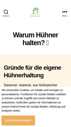Vorschau der mobilen Webseite www.huehnerzucht.de, Huehnerhof.net - Das digitale Hühnerbuch