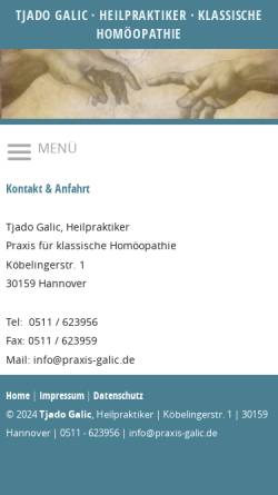 Vorschau der mobilen Webseite www.tjado-galic.de, Ausbildung für Klassische Homöopathie