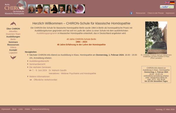 Vorschau von chiron-berlin.de, Chiron Berlin - Die Schule für Klassische Homöopathie