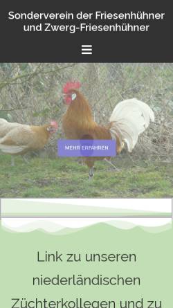 Vorschau der mobilen Webseite www.friesenhuhn.de, Sonderverein der Friesenhühner und Zwergfriesenhühner