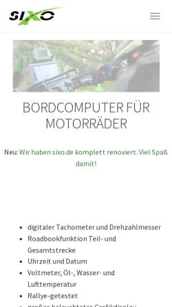 Vorschau der mobilen Webseite www.sixo.de, SIxO Motorrad-Cockpit