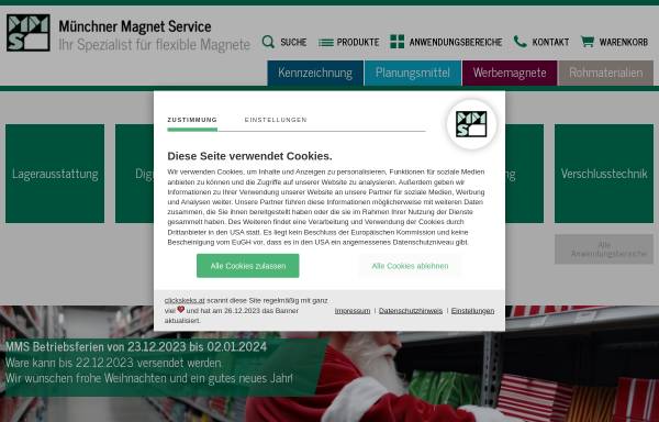 Vorschau von www.mms-magnet.de, MMS Münchner Magnet Service GmbH