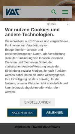 Vorschau der mobilen Webseite vacuumschmelze.de, VAC Vacuumschmelze GmbH & Co. KG