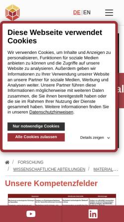 Vorschau der mobilen Webseite www.mpa-bremen.de, Amtliche Materialprüfungsanstalt (MPA) der Freien Hansestadt Bremen