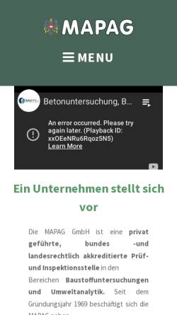 Vorschau der mobilen Webseite www.mapag.at, Materialprüfung G.m.b.H.