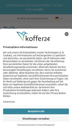 Vorschau der mobilen Webseite www.koffer24.de, Koffer24 GmbH