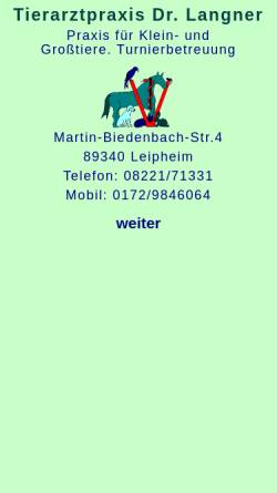 Vorschau der mobilen Webseite www.tierarztpraxis-langner.de, Dr. med. vet.Christian Langner