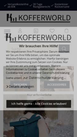 Vorschau der mobilen Webseite www.kofferworld.de, Kofferworld.de Online-Vertriebs GmbH