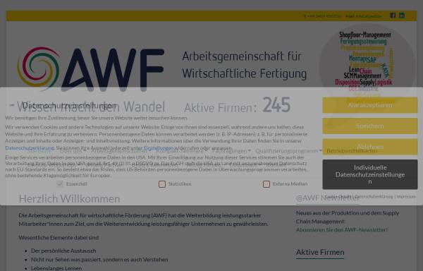 Vorschau von www.awf.de, AWF Arbeitsgemeinschaften für Vitale Unternehmensentwicklung e.V.