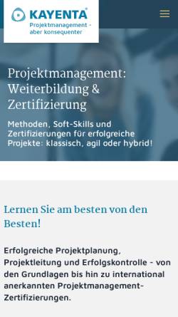 Vorschau der mobilen Webseite www.kayenta.de, Kayenta Training und Beratung