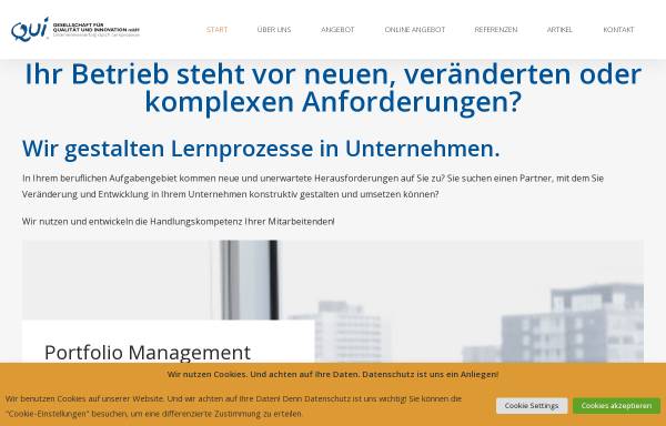 Vorschau von www.qui.de, QUi Gesellschaft für Qualität und Innovation mbH