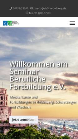 Vorschau der mobilen Webseite www.sbf-heidelberg.de, SBF Seminar Berufliche Fortbildung e.V.