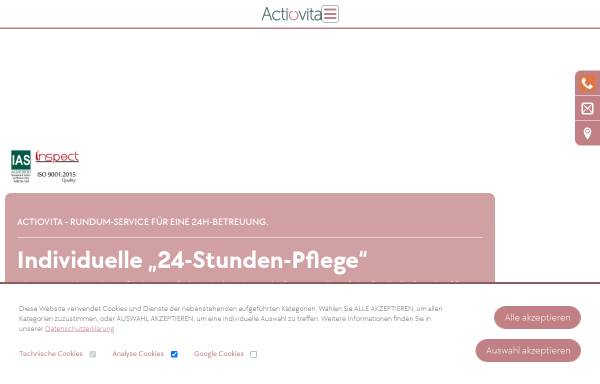 Vorschau von www.actiovita.de, actioVITA - 24 Stunden Pflege