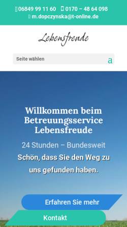 Vorschau der mobilen Webseite www.betreuungsservice-lebensfreude.de, Senioren-Betreuungsservice Lebensfreude