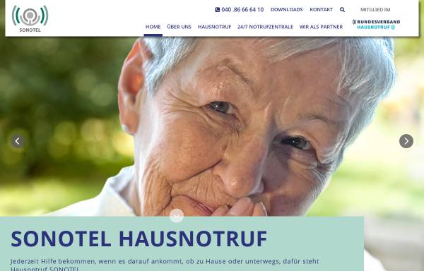 Vorschau von www.sonotel-hausnotruf.de, Sonotel Hausnotruf