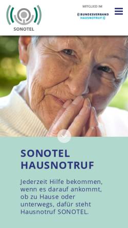 Vorschau der mobilen Webseite www.sonotel-hausnotruf.de, Sonotel Hausnotruf