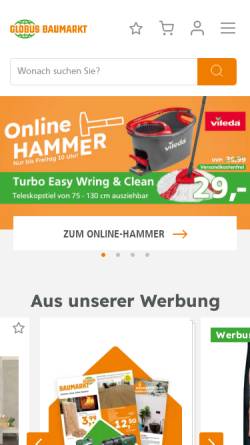 Vorschau der mobilen Webseite www.globus-baumarkt.de, Globus Baumarkt