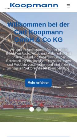 Vorschau der mobilen Webseite www.koopmann-avm.de, Carl Koopmann GmbH & Co. KG