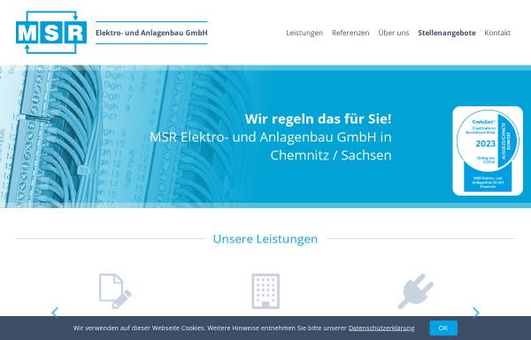 Vorschau von www.msr-chemnitz.de, MSR Elektro- und Anlagenbau GmbH