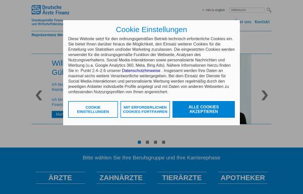 Vorschau von www.aerzte-finanz.de, Deutsche Ärzte Finanz Beratungs- und Vermittlungs-Aktiengesellschaft
