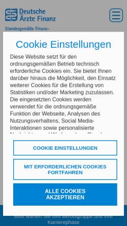 Vorschau der mobilen Webseite www.aerzte-finanz.de, Deutsche Ärzte Finanz Beratungs- und Vermittlungs-Aktiengesellschaft