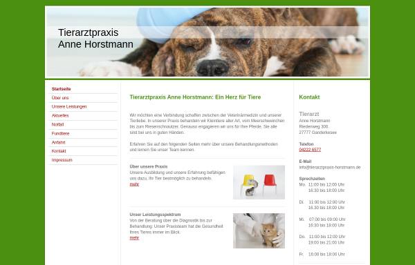 Vorschau von www.tierarztpraxis-horstmann.de, Tierarztpraxis Anne Horstmann