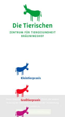 Vorschau der mobilen Webseite die-tierischen.de, Tierarztpraxis Bräuningshof