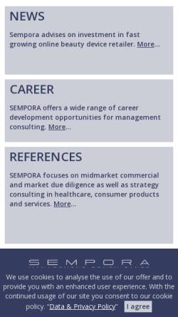 Vorschau der mobilen Webseite www.sempora.com, Sempora Consulting GmbH
