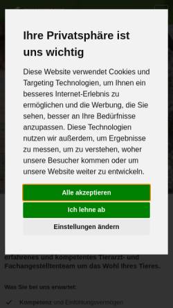 Vorschau der mobilen Webseite tierarztpraxis-abbensen.de, Tierarztpraxis Dr. Heiber/ Dr. Spickschen