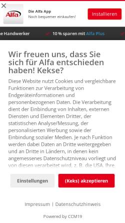 Vorschau der mobilen Webseite www.alfa-direkt.de, Alfa GmbH