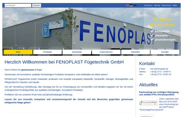 Vorschau von www.fenoplast.de, Fenoplast Fügetechnik GmbH