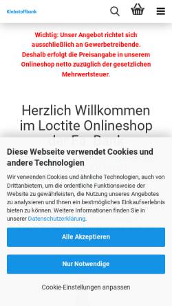 Vorschau der mobilen Webseite www.klebstoffbank.de, Reinhard Bank, Klebstoffbank