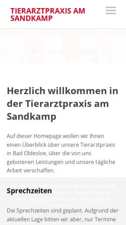 Vorschau der mobilen Webseite www.tierarztpraxis-sandkamp.de, Tierarztpraxis Maik Neßmann