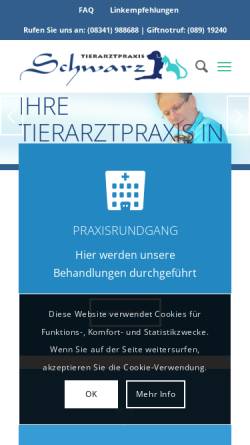Vorschau der mobilen Webseite www.tierarzt-schwarz.de, Tierarztpraxis Schwarz
