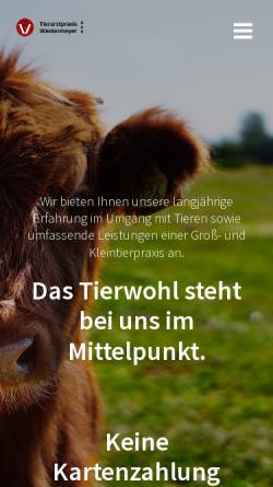 Vorschau der mobilen Webseite tierarzt-westermeyer.de, Tierarztpraxis Westermeyer