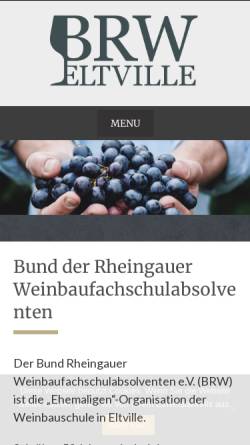 Vorschau der mobilen Webseite www.brw-eltville.de, Bund Rheingauer Weinbaufachschulabsolventen e.V. (BRW)